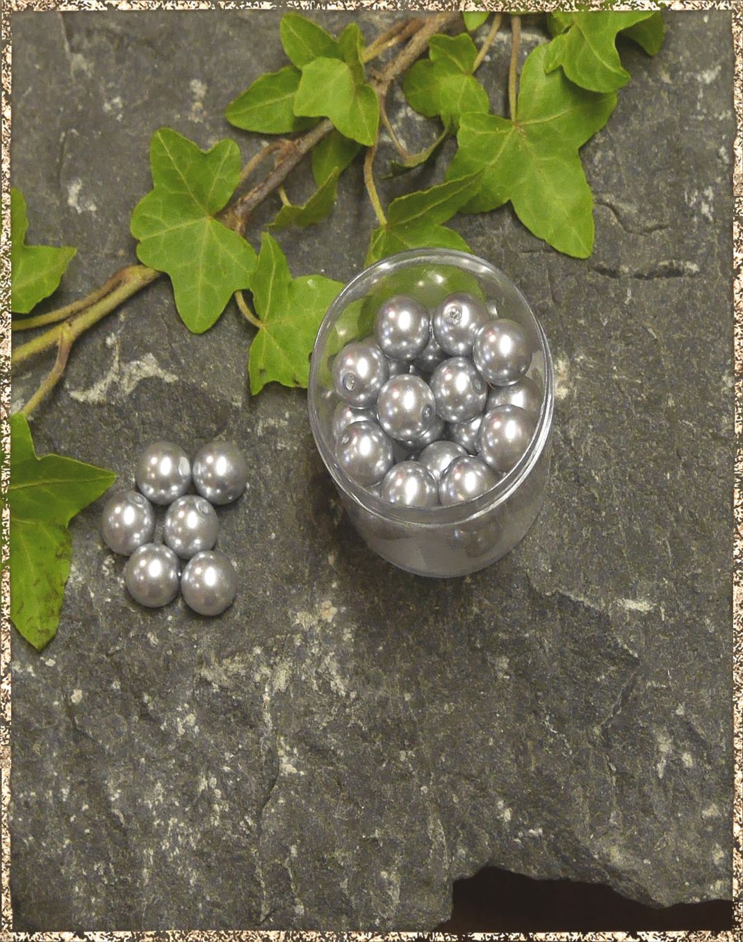 Perlen silbergrau 10 mm